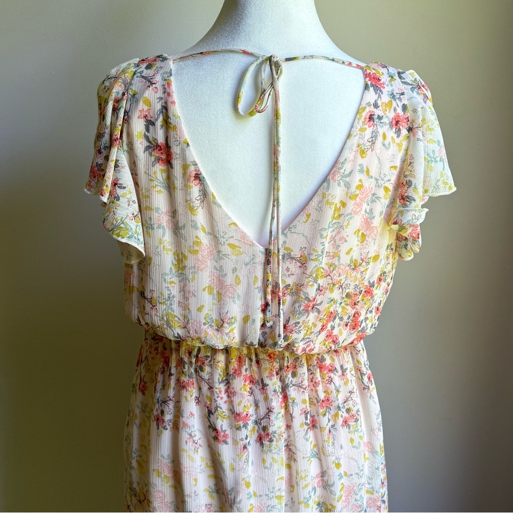 Charlotte Russell Floral Ruffle-Trim Maxi Dress Pink Size Small - Picture 4 of 6